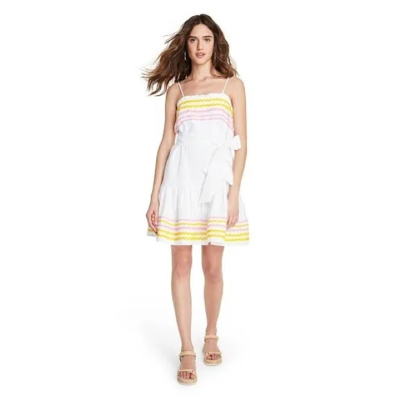 Lisa Marie Fernandez X Target Dress Ric Rac Sleeveless Mini White Yellow Pink S - Picture 2 of 14